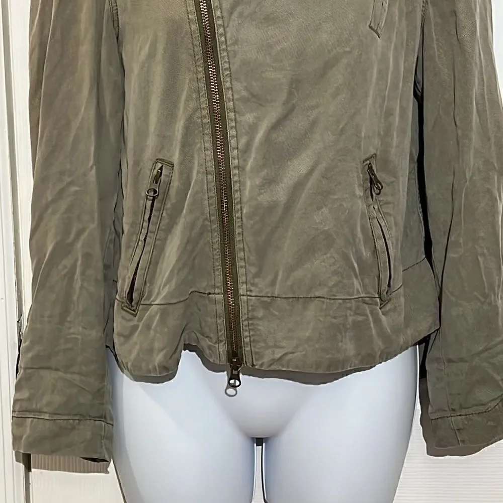 Pistola Revolve Bowie‎ Moto Swing Jacket 100% Tencel Hi-Lo Hem Military size S
